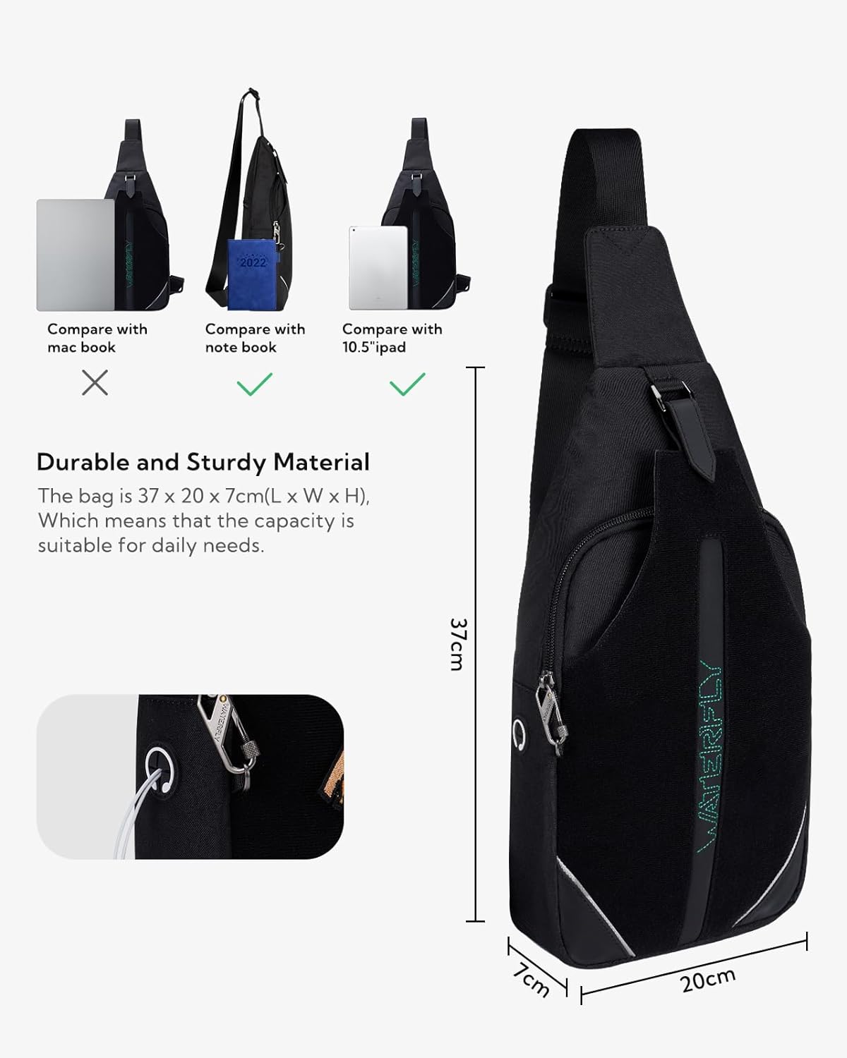 Medium Crossbody Sling Backpack Anti Theft Backpack for Traveling Chest Shoulder Bag