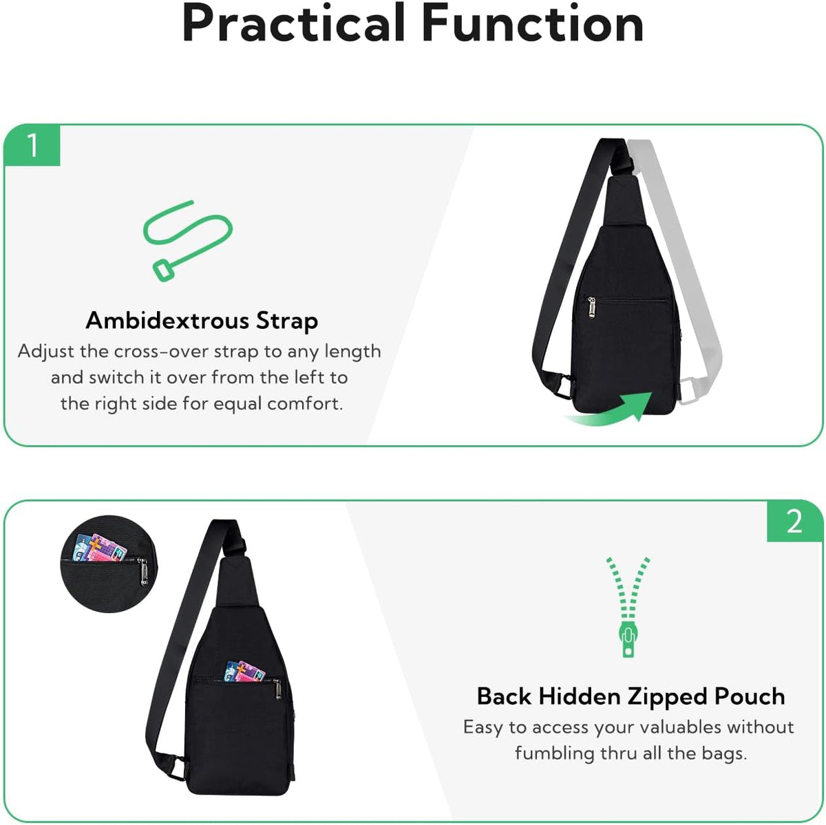 Medium Crossbody Sling Backpack Anti Theft Backpack for Traveling Chest Shoulder Bag