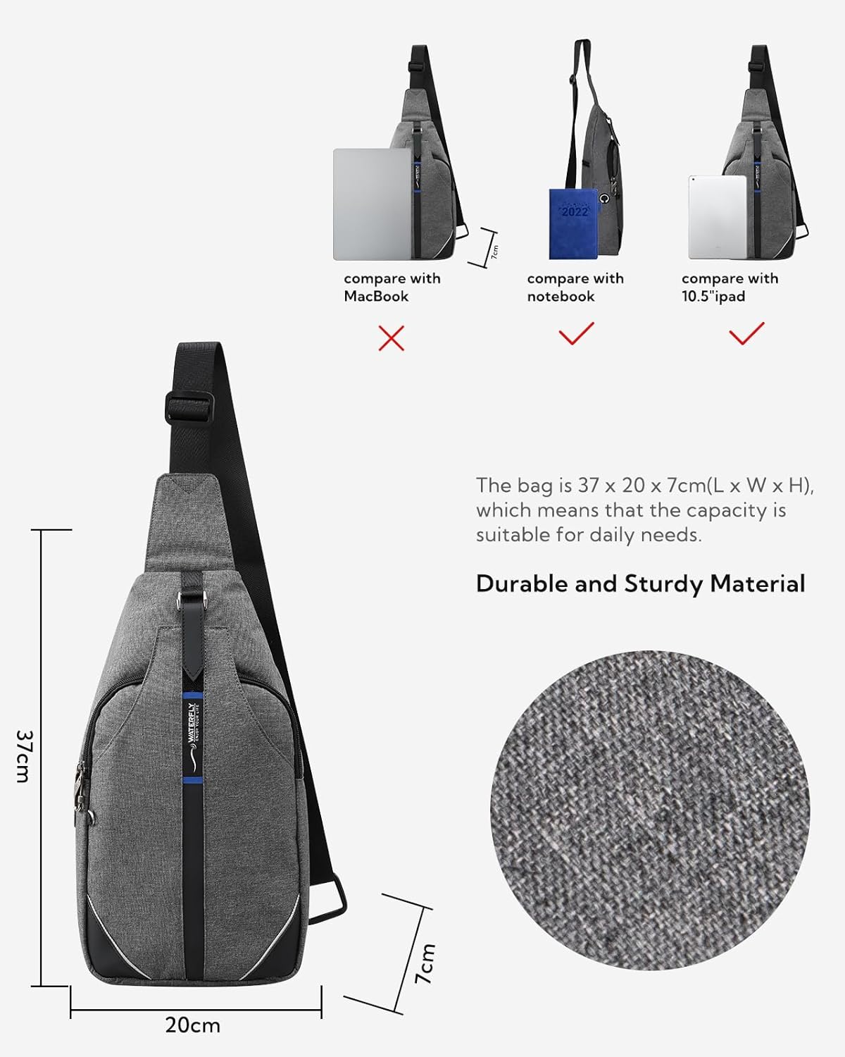 Medium Crossbody Sling Backpack Anti Theft Backpack for Traveling Chest Shoulder Bag