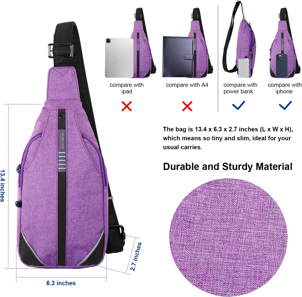 Medium Crossbody Sling Backpack Anti Theft Backpack for Traveling Chest Shoulder Bag