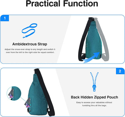 Medium Crossbody Sling Backpack Anti Theft Backpack for Traveling Chest Shoulder Bag