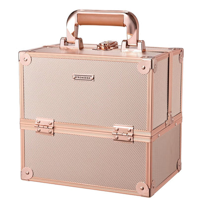 Makeup Train Case Cosmetic Organizer Case Professional Makeup Storage Box 4 Trays with Divider Lockable Travel Case Portable Travel Makeup Box for Makeup Artist, Carfter, Cosmetics Black