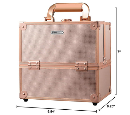 Makeup Train Case Cosmetic Organizer Case Professional Makeup Storage Box 4 Trays with Divider Lockable Travel Case Portable Travel Makeup Box for Makeup Artist, Carfter, Cosmetics Black