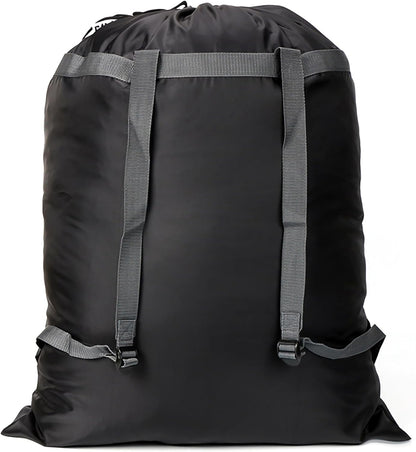 Laundry Bag Backpack, 27” x 34”Sturdy Laundry Bag with Shoulder Straps Drawstring Closure Heavy Duty Foldable Laundry Backpack for College, Travel, Laundromat, Apartment (Army Green)