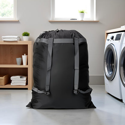 Laundry Bag Backpack, 27” x 34”Sturdy Laundry Bag with Shoulder Straps Drawstring Closure Heavy Duty Foldable Laundry Backpack for College, Travel, Laundromat, Apartment (Army Green)