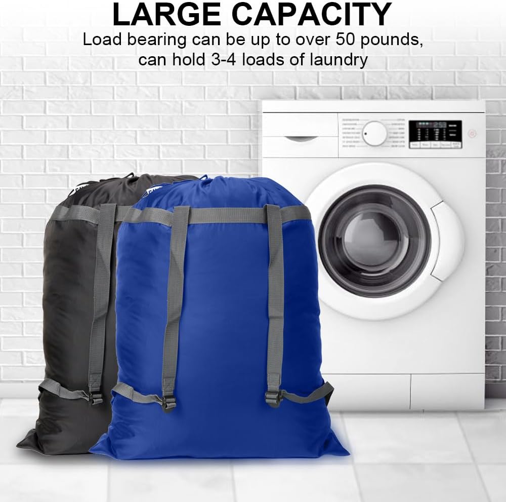 Laundry Bag Backpack, 27” x 34”Sturdy Laundry Bag with Shoulder Straps Drawstring Closure Heavy Duty Foldable Laundry Backpack for College, Travel, Laundromat, Apartment (Army Green)