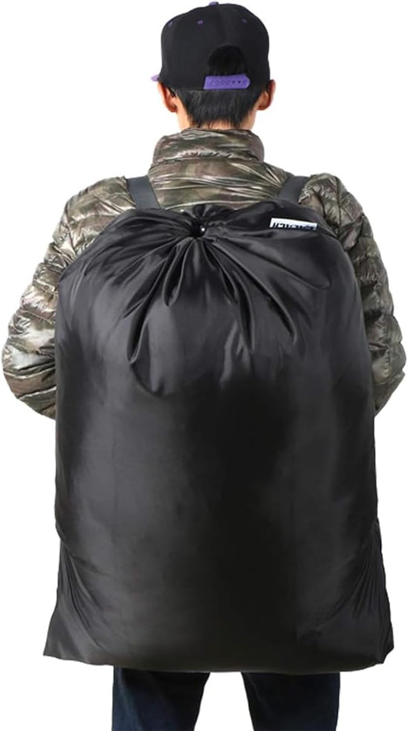 Laundry Bag Backpack, 27” x 34”Sturdy Laundry Bag with Shoulder Straps Drawstring Closure Heavy Duty Foldable Laundry Backpack for College, Travel, Laundromat, Apartment (Army Green)