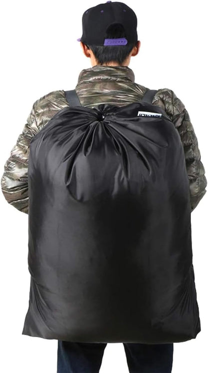 Laundry Bag Backpack, 27” x 34”Sturdy Laundry Bag with Shoulder Straps Drawstring Closure Heavy Duty Foldable Laundry Backpack for College, Travel, Laundromat, Apartment (Army Green)
