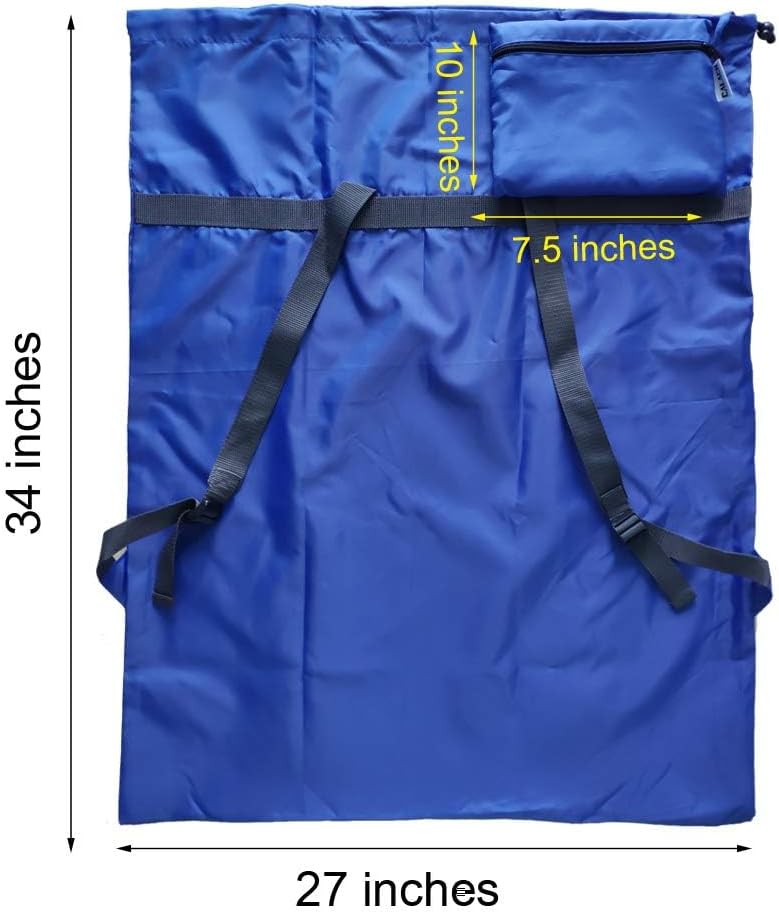 Laundry Bag Backpack, 27” x 34”Sturdy Laundry Bag with Shoulder Straps Drawstring Closure Heavy Duty Foldable Laundry Backpack for College, Travel, Laundromat, Apartment (Army Green)