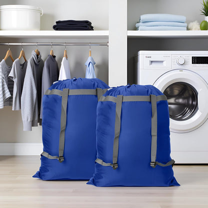 Laundry Bag Backpack, 27” x 34”Sturdy Laundry Bag with Shoulder Straps Drawstring Closure Heavy Duty Foldable Laundry Backpack for College, Travel, Laundromat, Apartment (Army Green)