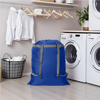 Laundry Bag Backpack, 27” x 34”Sturdy Laundry Bag with Shoulder Straps Drawstring Closure Heavy Duty Foldable Laundry Backpack for College, Travel, Laundromat, Apartment (Army Green)