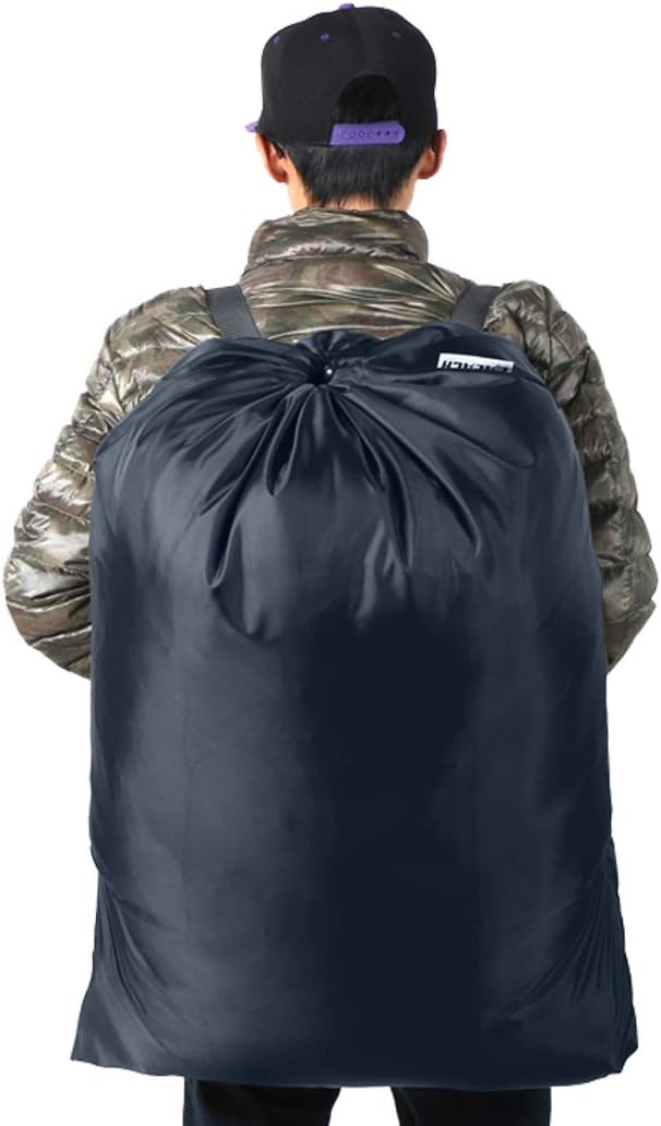 Laundry Bag Backpack, 27” x 34”Sturdy Laundry Bag with Shoulder Straps Drawstring Closure Heavy Duty Foldable Laundry Backpack for College, Travel, Laundromat, Apartment (Army Green)