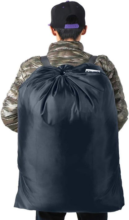 Laundry Bag Backpack, 27” x 34”Sturdy Laundry Bag with Shoulder Straps Drawstring Closure Heavy Duty Foldable Laundry Backpack for College, Travel, Laundromat, Apartment (Army Green)