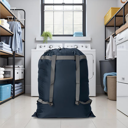 Laundry Bag Backpack, 27” x 34”Sturdy Laundry Bag with Shoulder Straps Drawstring Closure Heavy Duty Foldable Laundry Backpack for College, Travel, Laundromat, Apartment (Army Green)