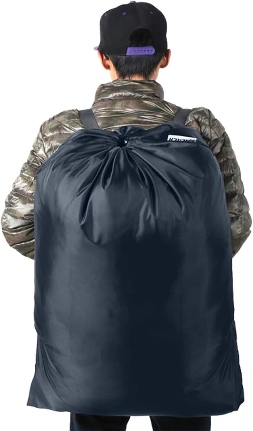 Laundry Bag Backpack, 27” x 34”Sturdy Laundry Bag with Shoulder Straps Drawstring Closure Heavy Duty Foldable Laundry Backpack for College, Travel, Laundromat, Apartment (Army Green)