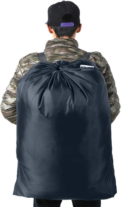 Laundry Bag Backpack, 27” x 34”Sturdy Laundry Bag with Shoulder Straps Drawstring Closure Heavy Duty Foldable Laundry Backpack for College, Travel, Laundromat, Apartment (Army Green)