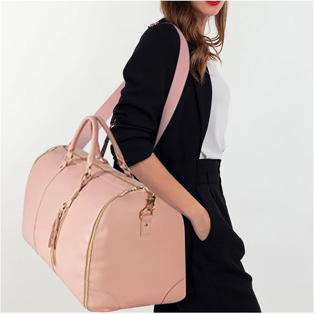 Garment Duffle Bags for Travel, Convertible Carry On Garment Bag with Shoe Compartment, Foldable 2 in 1 Waterproof Garment Duffle Bag, Travel Suit Duffel Bag for Gift-Pink