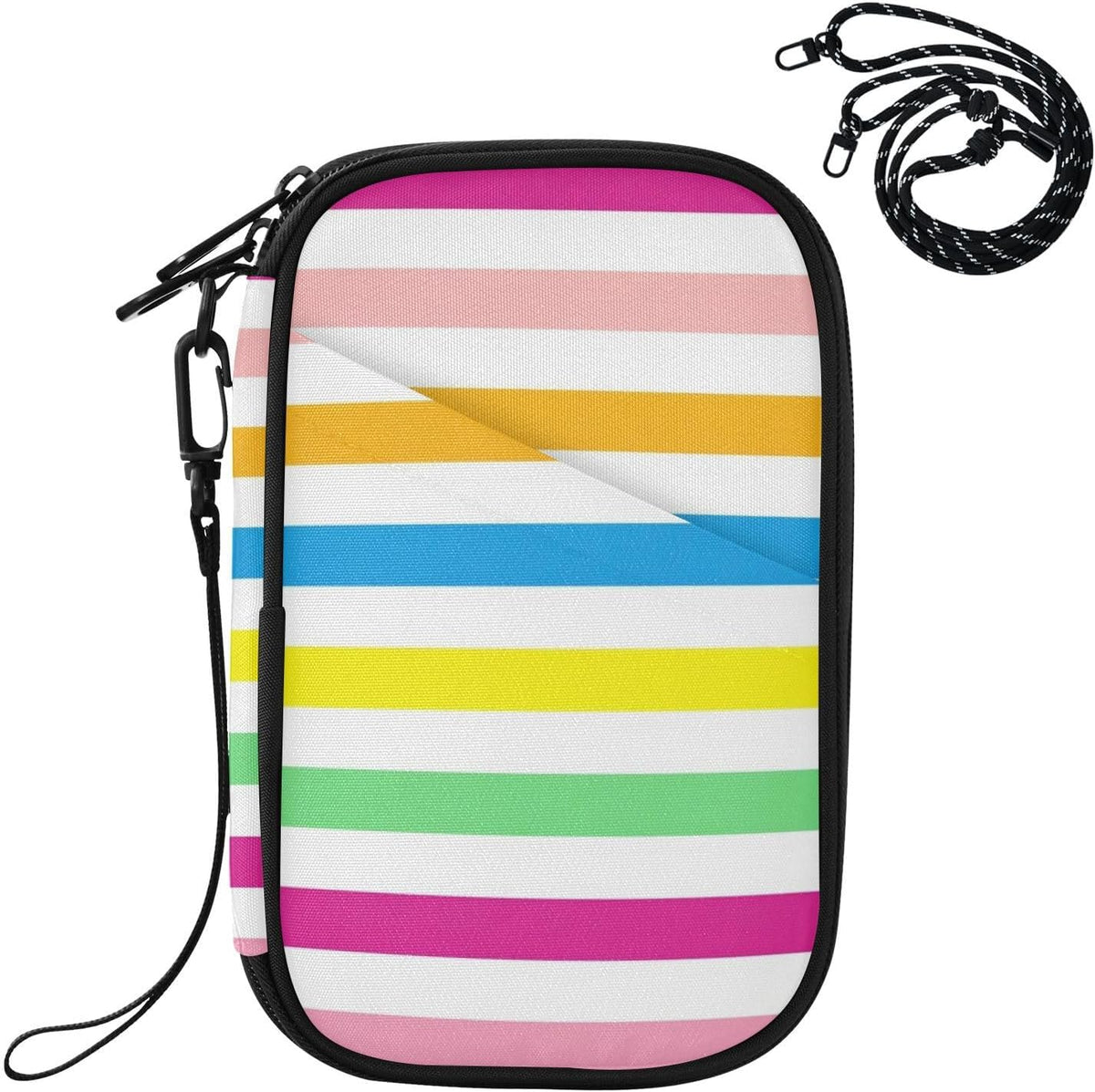 Travel Doc Organizer 8.26×5.51×1.18 In | Polyester Oxford Sturdy Shape Detachable Strap for Men Women Travel Beach Ball Stripes