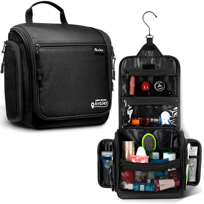 Travel Toiletry Bag for Men - Large Dopp Kit (10.6"x10.6"x3.2") - Hanging Waterproof Mens Hygiene Organizer Bag with XXL Metal Swivel Hook, Sturdy Zippers and 19 Compartments for Toiletries