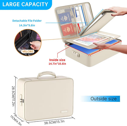 Fireproof Document Organizer Bag with Lock ＆ Accordion File Folder | 5200℉ Multi-Layer File Organizer Box with Lock ,Heat Insulated, Water Resistant, Safe Storage for Home Office Travel, Black