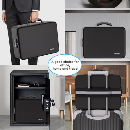 Fireproof Document Organizer Bag with Lock ＆ Accordion File Folder | 5200℉ Multi-Layer File Organizer Box with Lock ,Heat Insulated, Water Resistant, Safe Storage for Home Office Travel, Black