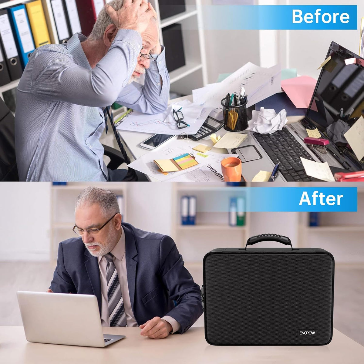 Fireproof Document Organizer Bag with Lock ＆ Accordion File Folder | 5200℉ Multi-Layer File Organizer Box with Lock ,Heat Insulated, Water Resistant, Safe Storage for Home Office Travel, Black