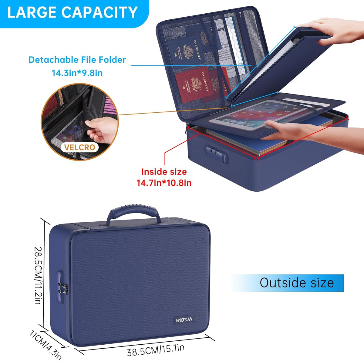 Fireproof Document Organizer Bag with Lock ＆ Accordion File Folder | 5200℉ Multi-Layer File Organizer Box with Lock ,Heat Insulated, Water Resistant, Safe Storage for Home Office Travel, Black