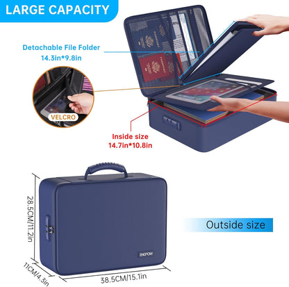 Fireproof Document Organizer Bag with Lock ＆ Accordion File Folder | 5200℉ Multi-Layer File Organizer Box with Lock ,Heat Insulated, Water Resistant, Safe Storage for Home Office Travel, Black