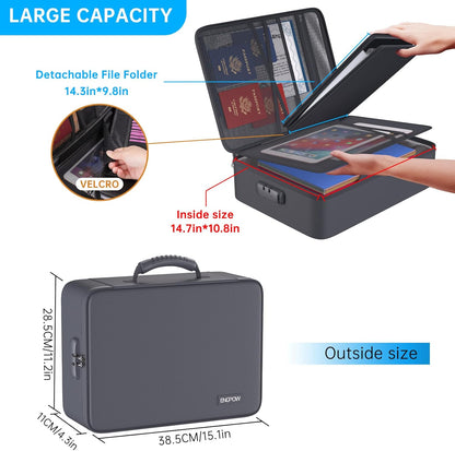 Fireproof Document Organizer Bag with Lock ＆ Accordion File Folder | 5200℉ Multi-Layer File Organizer Box with Lock ,Heat Insulated, Water Resistant, Safe Storage for Home Office Travel, Black