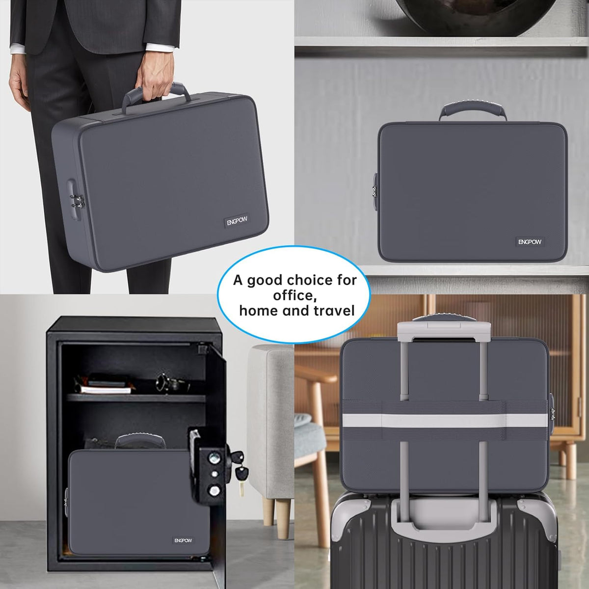 Fireproof Document Organizer Bag with Lock ＆ Accordion File Folder | 5200℉ Multi-Layer File Organizer Box with Lock ,Heat Insulated, Water Resistant, Safe Storage for Home Office Travel, Black