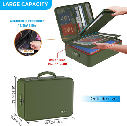 Fireproof Document Organizer Bag with Lock ＆ Accordion File Folder | 5200℉ Multi-Layer File Organizer Box with Lock ,Heat Insulated, Water Resistant, Safe Storage for Home Office Travel, Black