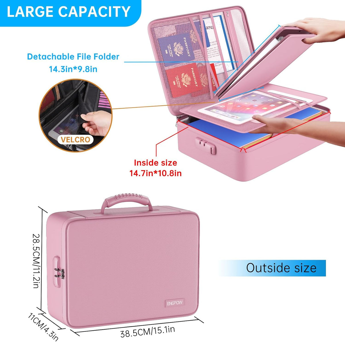 Fireproof Document Organizer Bag with Lock ＆ Accordion File Folder | 5200℉ Multi-Layer File Organizer Box with Lock ,Heat Insulated, Water Resistant, Safe Storage for Home Office Travel, Black