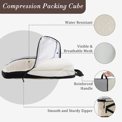 Compression Packing Cubes - Ultralight Travel Organizers with Laundry Bag, Space-Saving Suitcase Organizer, Expandable Packing Cubes for Travel and Family Vacation (Paisley Pattern)