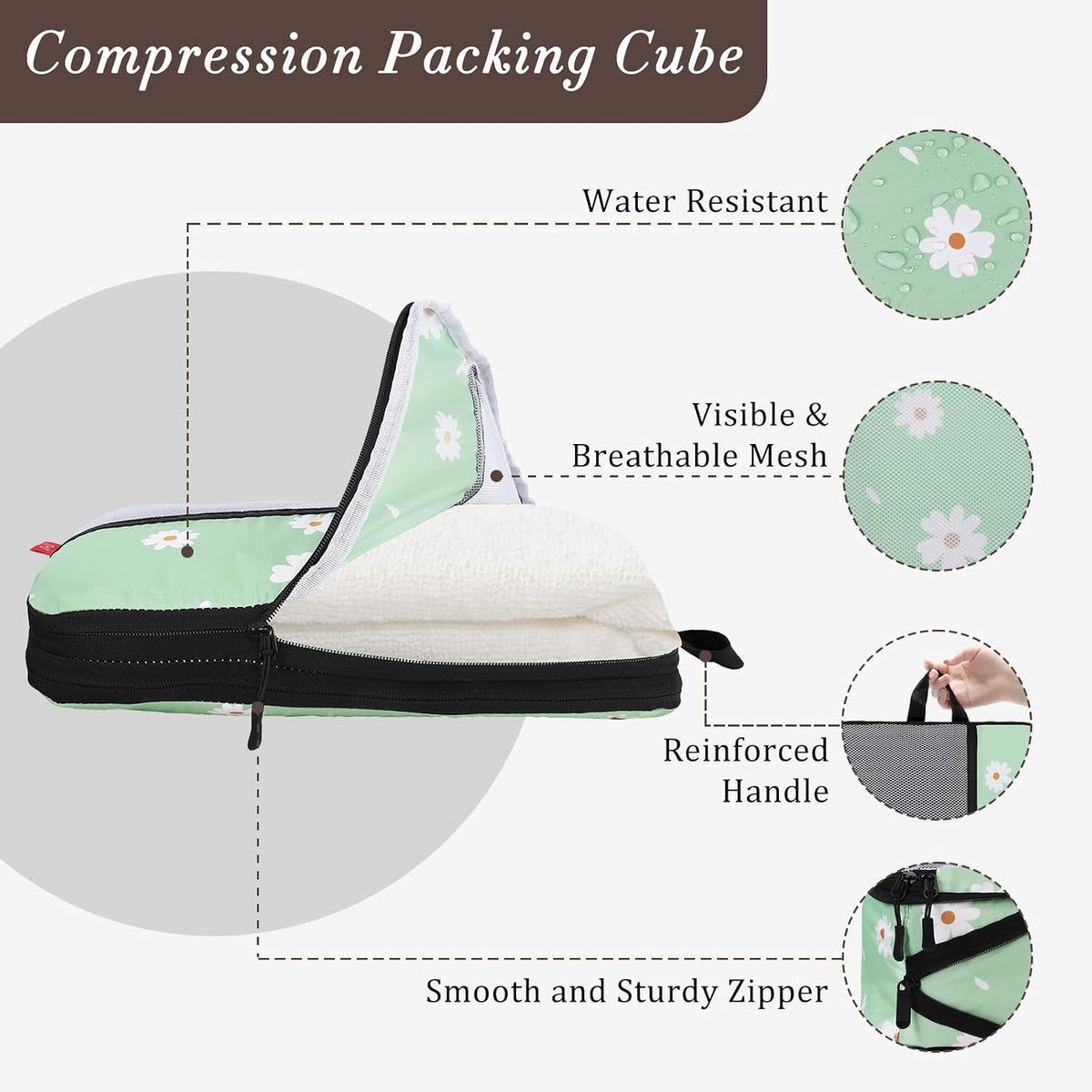 Compression Packing Cubes - Ultralight Travel Organizers with Laundry Bag, Space-Saving Suitcase Organizer, Expandable Packing Cubes for Travel and Family Vacation (Paisley Pattern)