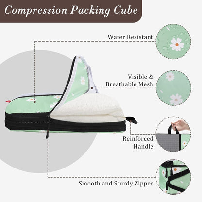Compression Packing Cubes - Ultralight Travel Organizers with Laundry Bag, Space-Saving Suitcase Organizer, Expandable Packing Cubes for Travel and Family Vacation (Paisley Pattern)