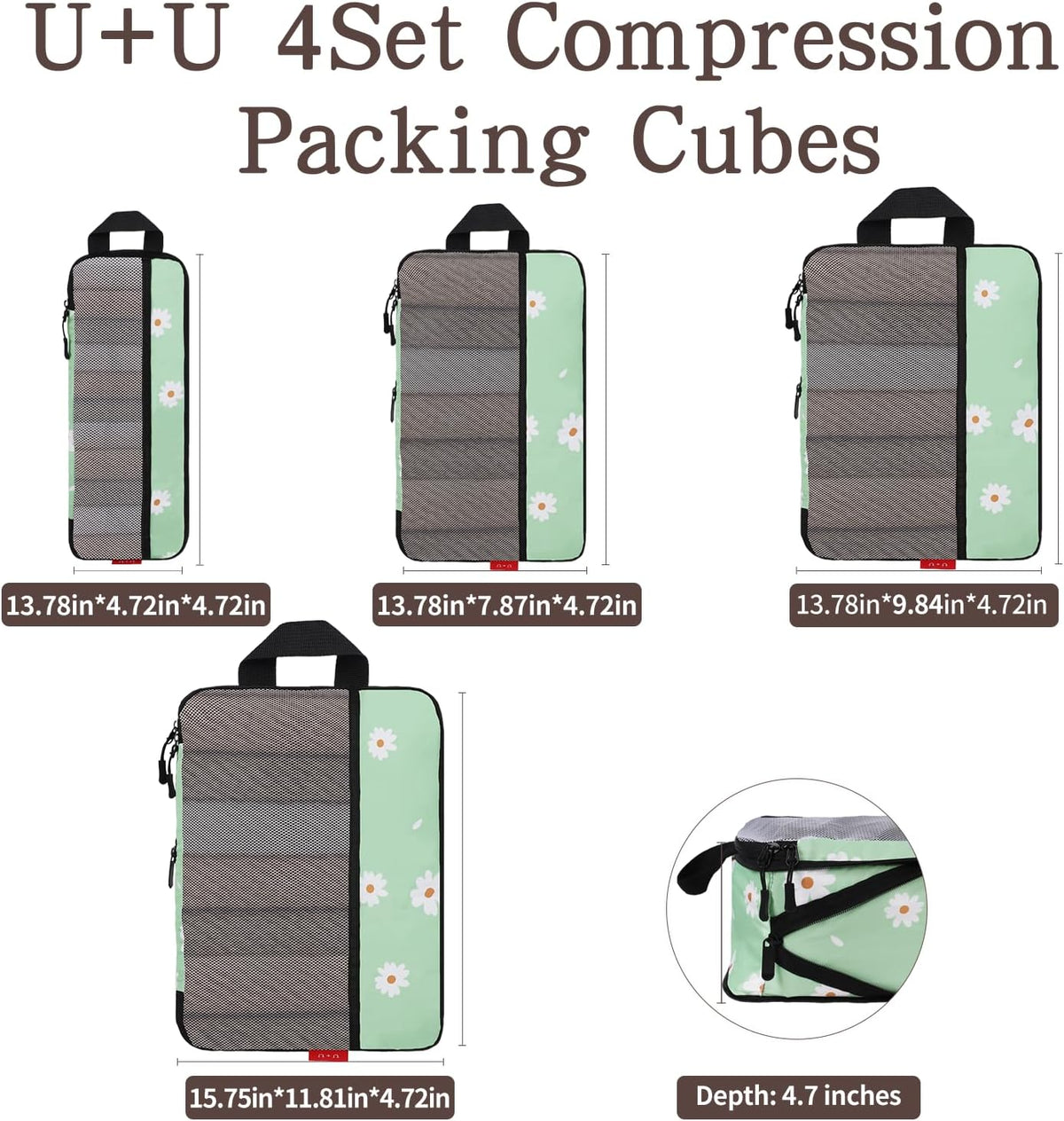 Compression Packing Cubes - Ultralight Travel Organizers with Laundry Bag, Space-Saving Suitcase Organizer, Expandable Packing Cubes for Travel and Family Vacation (Paisley Pattern)