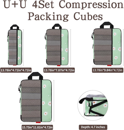 Compression Packing Cubes - Ultralight Travel Organizers with Laundry Bag, Space-Saving Suitcase Organizer, Expandable Packing Cubes for Travel and Family Vacation (Paisley Pattern)