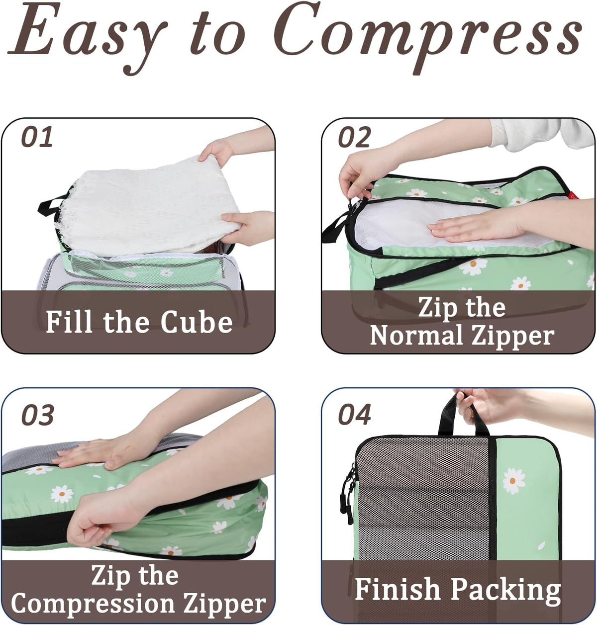 Compression Packing Cubes - Ultralight Travel Organizers with Laundry Bag, Space-Saving Suitcase Organizer, Expandable Packing Cubes for Travel and Family Vacation (Paisley Pattern)
