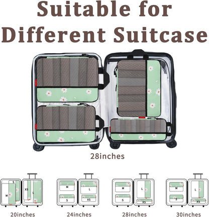 Compression Packing Cubes - Ultralight Travel Organizers with Laundry Bag, Space-Saving Suitcase Organizer, Expandable Packing Cubes for Travel and Family Vacation (Paisley Pattern)