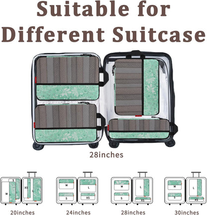 Compression Packing Cubes - Ultralight Travel Organizers with Laundry Bag, Space-Saving Suitcase Organizer, Expandable Packing Cubes for Travel and Family Vacation (Paisley Pattern)
