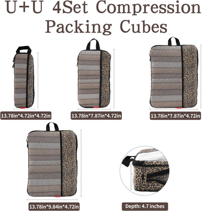 Compression Packing Cubes - Ultralight Travel Organizers with Laundry Bag, Space-Saving Suitcase Organizer, Expandable Packing Cubes for Travel and Family Vacation (Paisley Pattern)