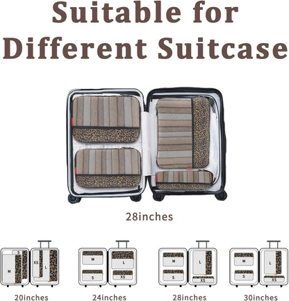 Compression Packing Cubes - Ultralight Travel Organizers with Laundry Bag, Space-Saving Suitcase Organizer, Expandable Packing Cubes for Travel and Family Vacation (Paisley Pattern)