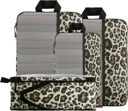 Compression Packing Cubes - Ultralight Travel Organizers with Laundry Bag, Space-Saving Suitcase Organizer, Expandable Packing Cubes for Travel and Family Vacation (Paisley Pattern)