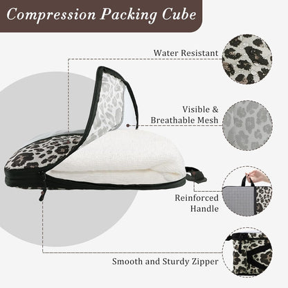 Compression Packing Cubes - Ultralight Travel Organizers with Laundry Bag, Space-Saving Suitcase Organizer, Expandable Packing Cubes for Travel and Family Vacation (Paisley Pattern)