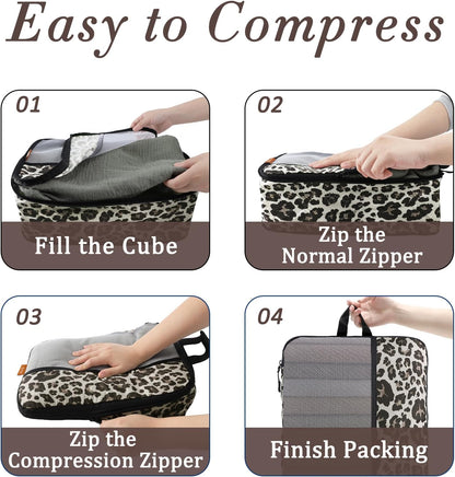 Compression Packing Cubes - Ultralight Travel Organizers with Laundry Bag, Space-Saving Suitcase Organizer, Expandable Packing Cubes for Travel and Family Vacation (Paisley Pattern)