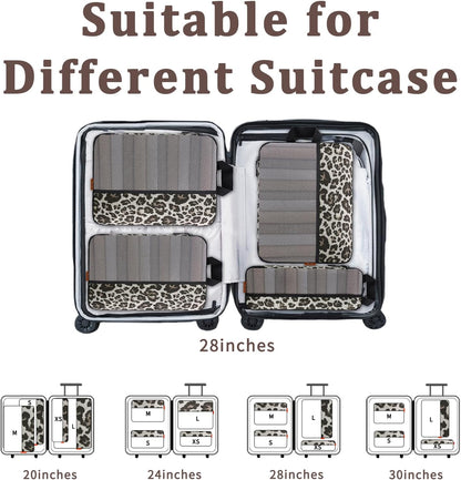 Compression Packing Cubes - Ultralight Travel Organizers with Laundry Bag, Space-Saving Suitcase Organizer, Expandable Packing Cubes for Travel and Family Vacation (Paisley Pattern)