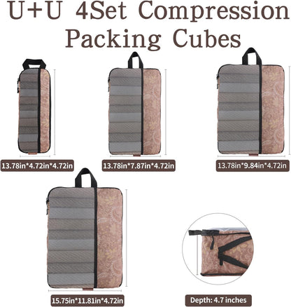 Compression Packing Cubes - Ultralight Travel Organizers with Laundry Bag, Space-Saving Suitcase Organizer, Expandable Packing Cubes for Travel and Family Vacation (Paisley Pattern)