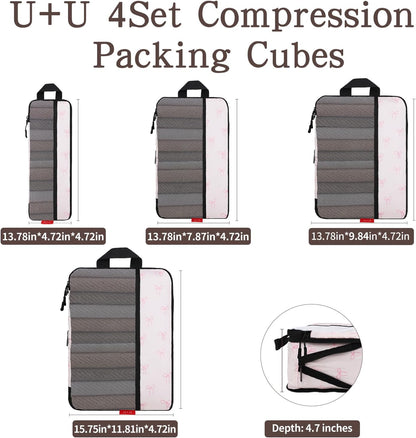 Compression Packing Cubes - Ultralight Travel Organizers with Laundry Bag, Space-Saving Suitcase Organizer, Expandable Packing Cubes for Travel and Family Vacation (Paisley Pattern)