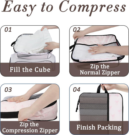 Compression Packing Cubes - Ultralight Travel Organizers with Laundry Bag, Space-Saving Suitcase Organizer, Expandable Packing Cubes for Travel and Family Vacation (Paisley Pattern)