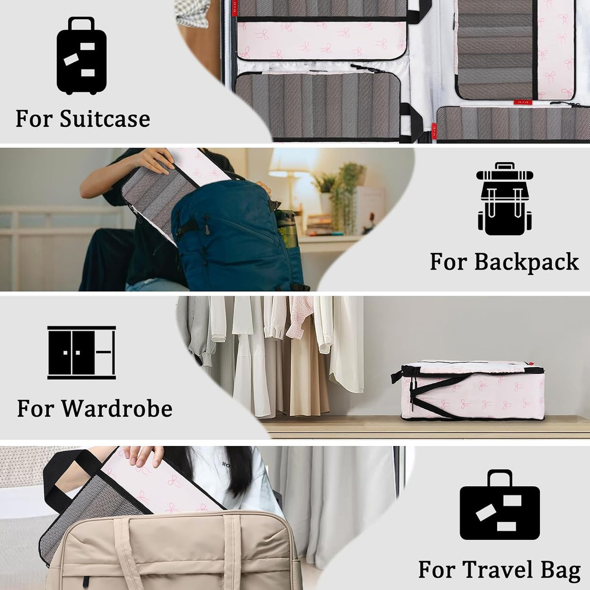 Compression Packing Cubes - Ultralight Travel Organizers with Laundry Bag, Space-Saving Suitcase Organizer, Expandable Packing Cubes for Travel and Family Vacation (Paisley Pattern)